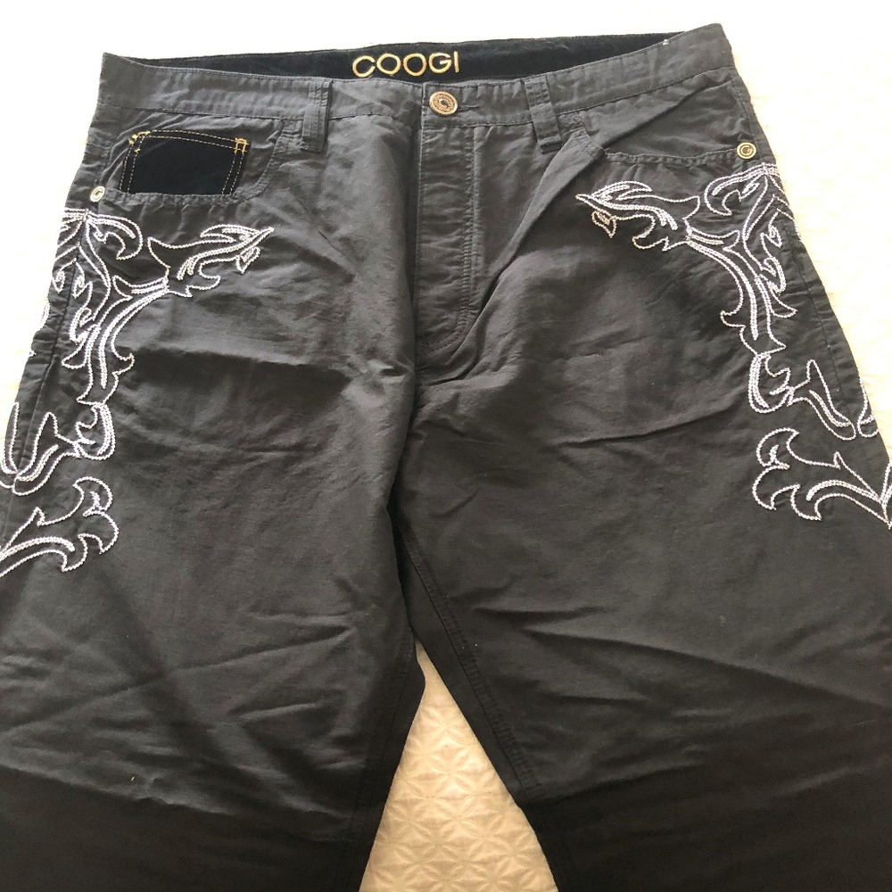Mens COOGI Black Jeans w/ White embroidery  42x35